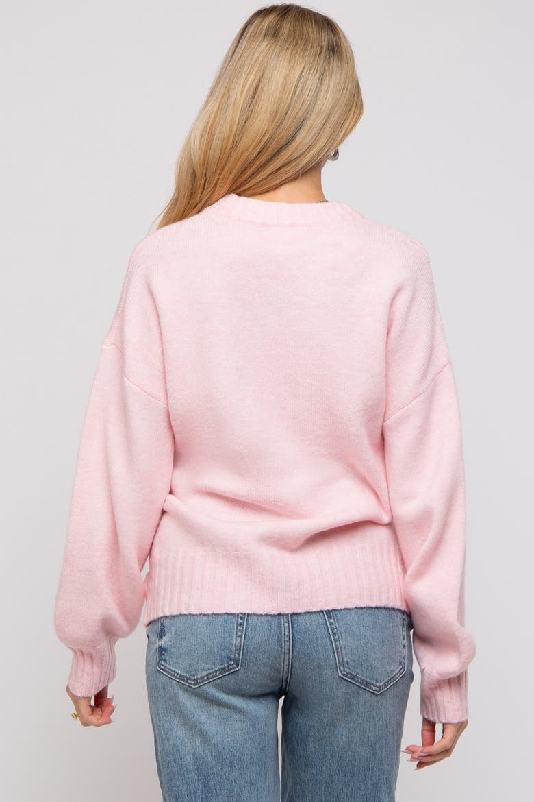 Ribbed Cuff Sweater, Alternate, color, Pink