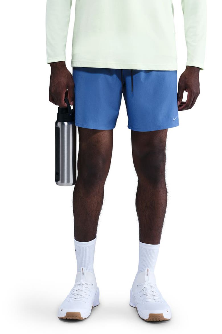 Dri-FIT Unlimited 7-Inch Unlined Athletic Shorts, Main, color, 411 COMET BLUE/BLACK/COMET BLUE