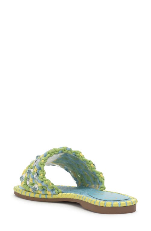 Jessica Simpson Brennara Chambre Lizard Woven Rhinestone Slide Sandals In Chambre