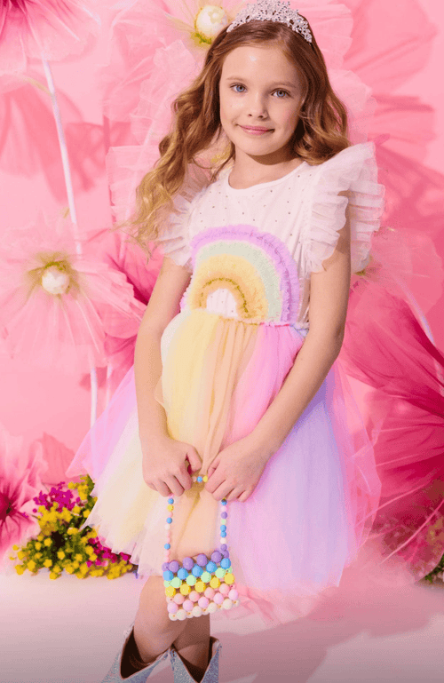 Shop Lola + The Boys Crystal Rainbow Tulle Dress