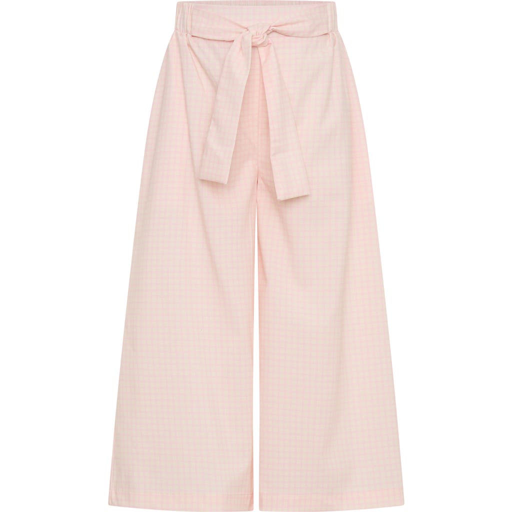 Tiny Tribe Kids' Tie Belt Wide Leg Pants In Pink