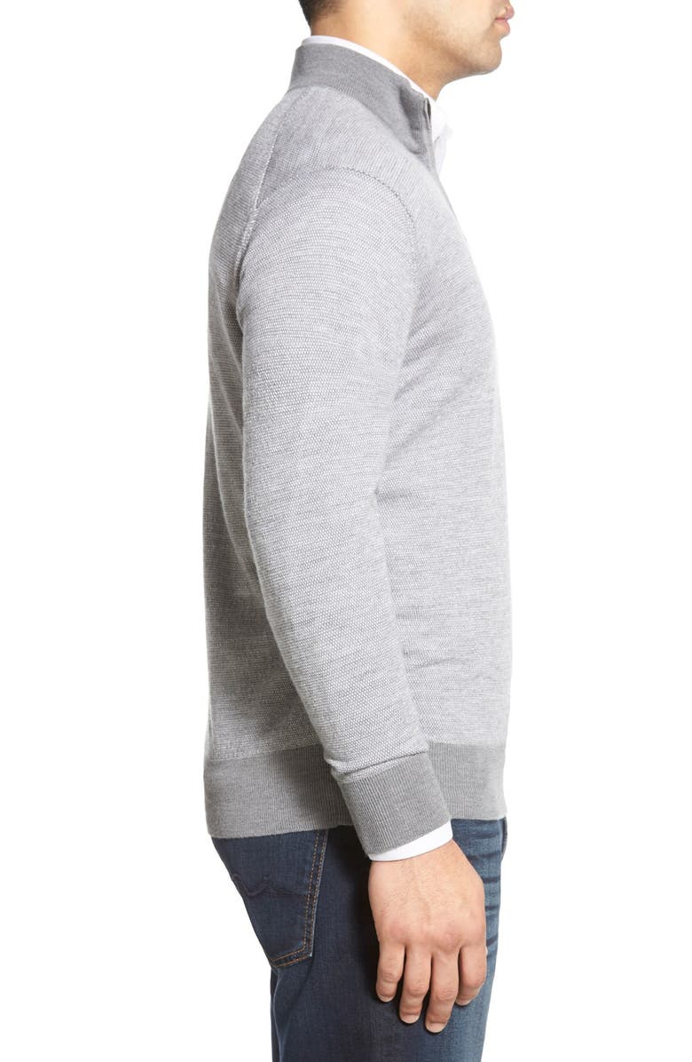 Peter Millar Merino Wool, Silk & Cashmere Bird's Eye Knit Quarter Zip Sweater, Alternate, color,