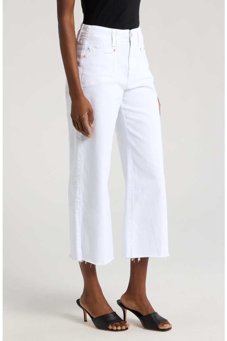 Anessa High Waist Raw Hem Crop Wide Leg Jeans, Alternate, color, CRSP WHT