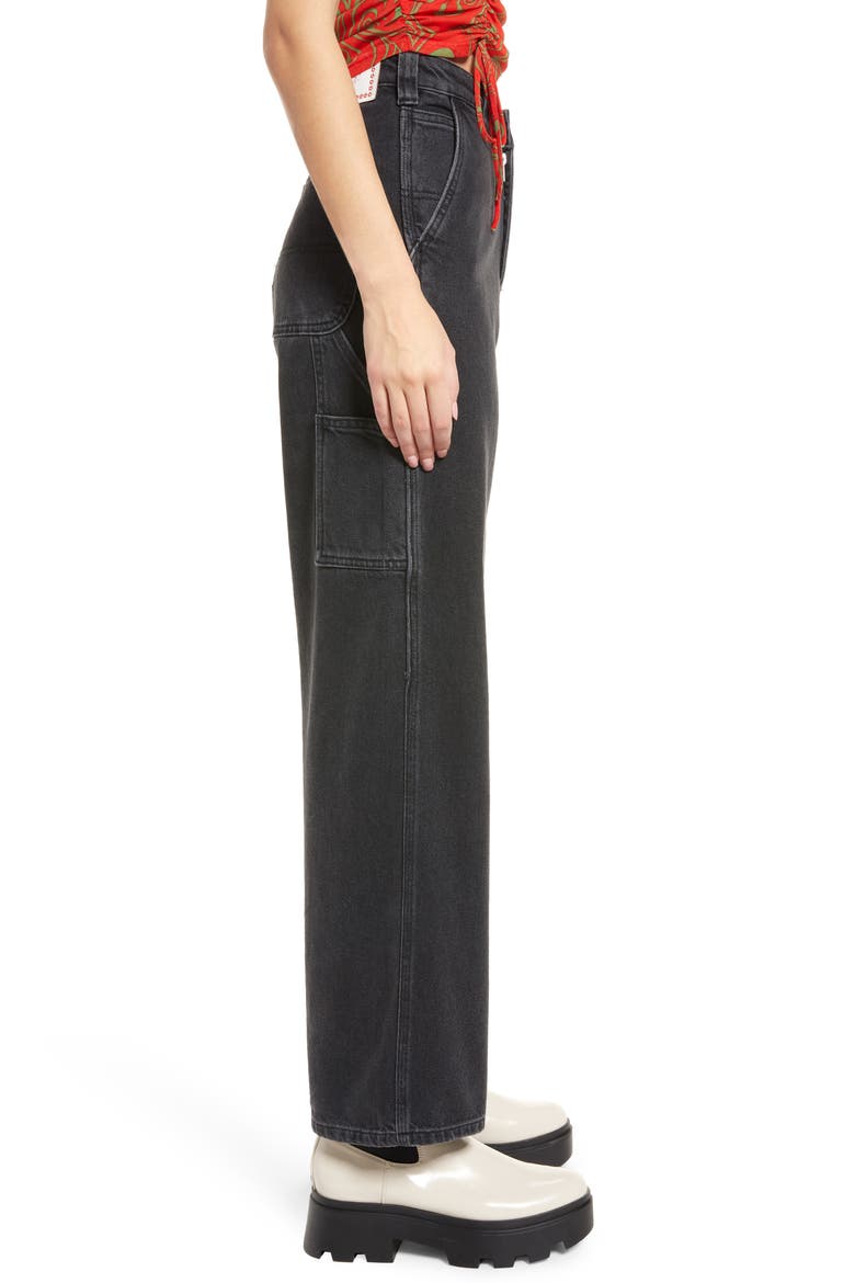 Dylan High Waist Straight Leg Carpenter Jeans, Alternate, color, STONEWASH BLACK