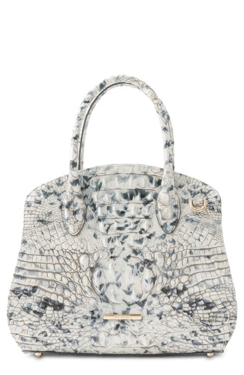 Rosetta Croc Embossed Leather Satchel