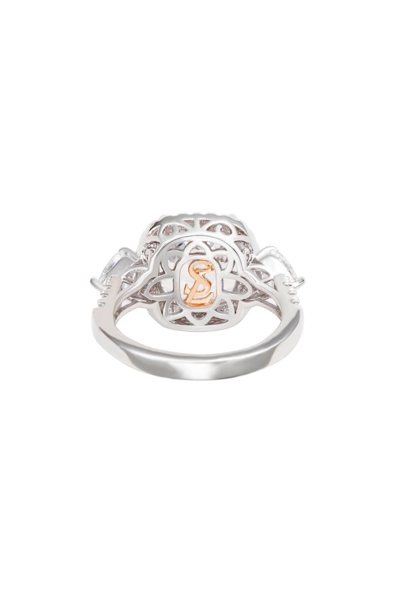 Sterling Silver Cushion Cut CZ Halo Bridal Ring, Alternate, color, WHITE