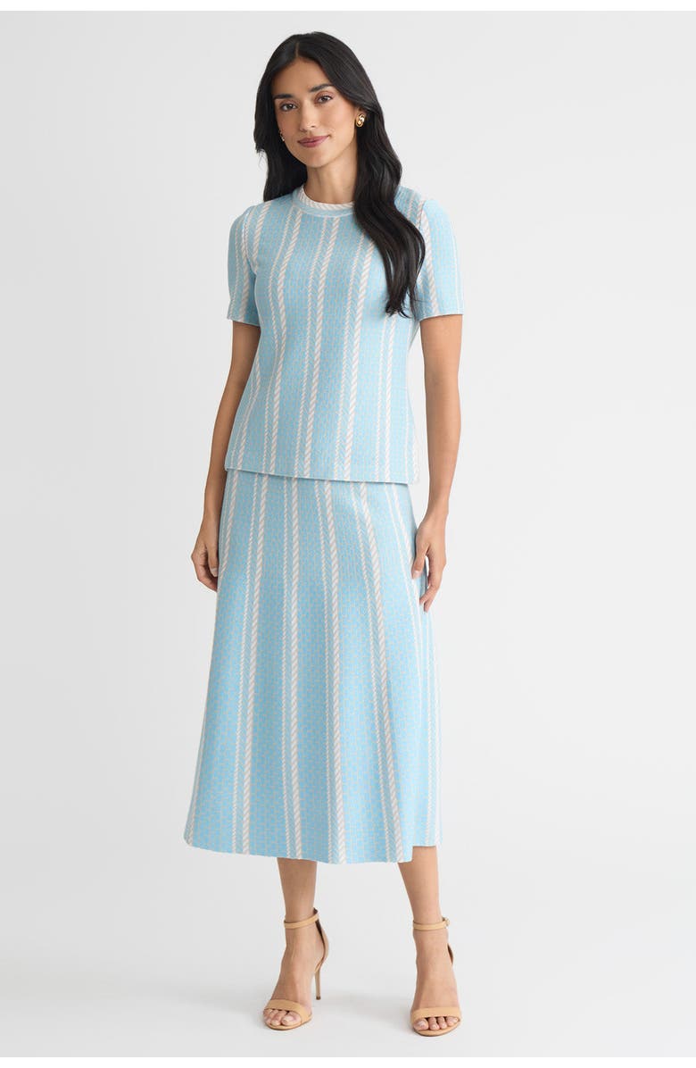 Ming Wang Roadmap Pattern Soft Knit Top, Alternate, color, Serene/Limestone/White