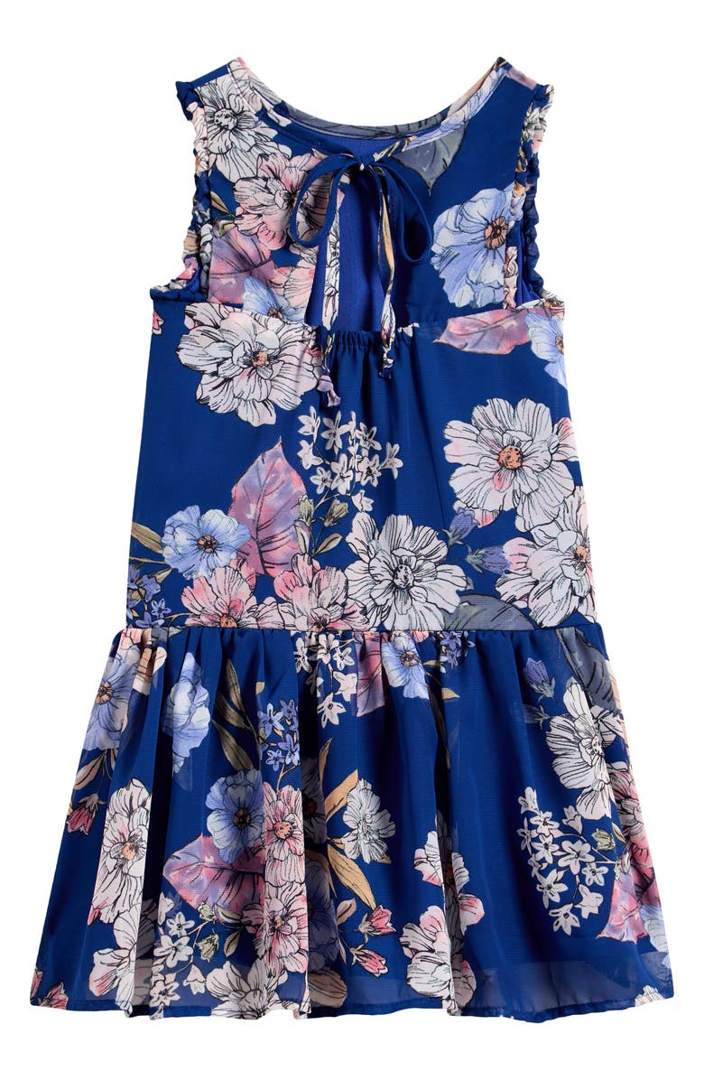 Ava & Yelly Kids' Floral Print Drop Waist Dress, Alternate, color,