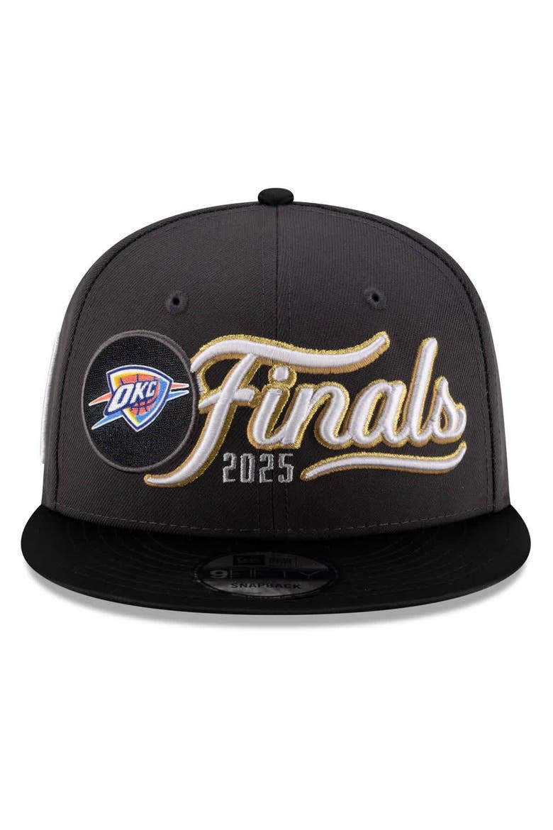 Men's New Era Charcoal/Black Oklahoma City Thunder 2025 Western Conference Champions Locker Room 9FIFTY Snapback Hat, Alternate, color, Charcoal