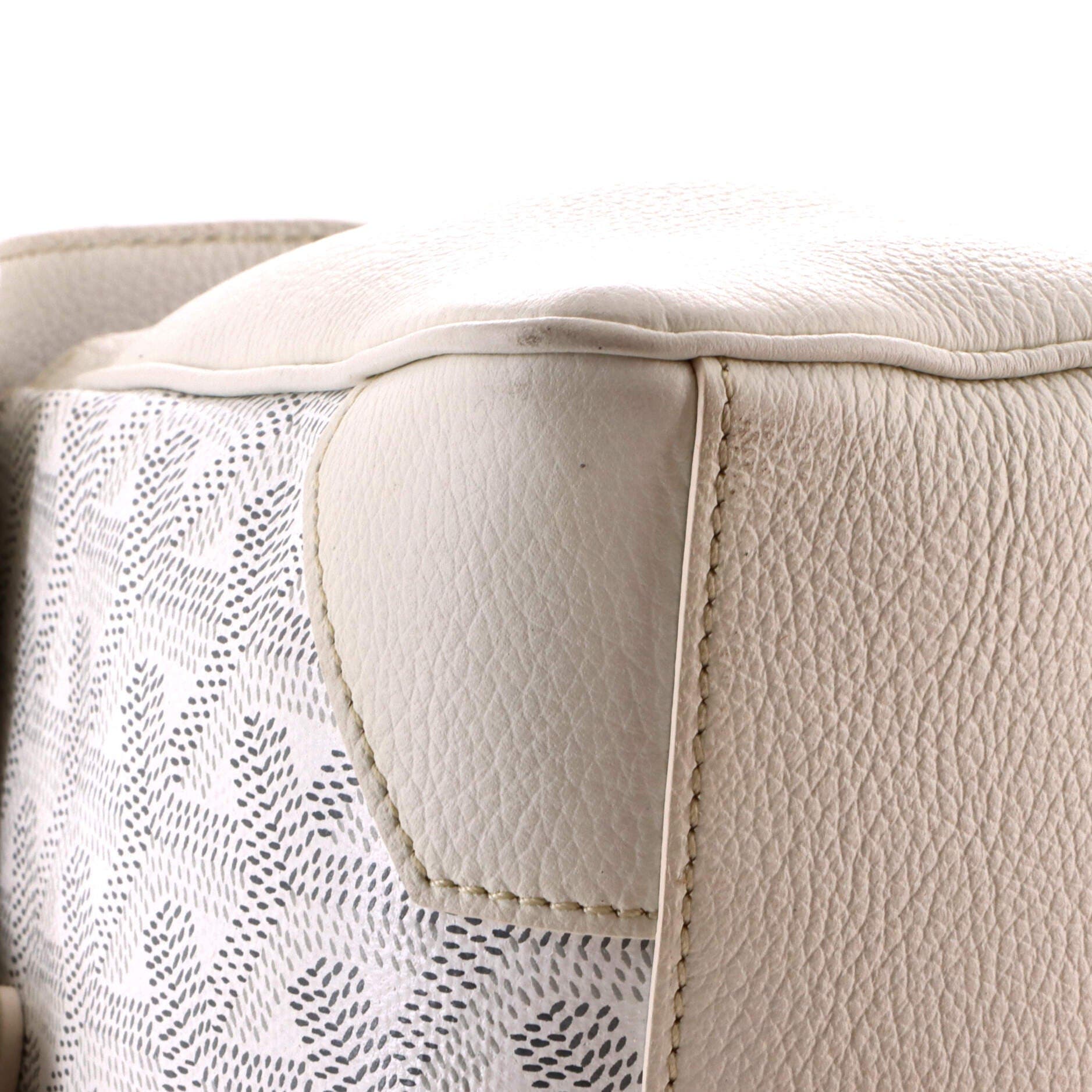 Pre-Owned Goyard Saigon Top Handle Bag Coated Canvas with Leather Mini, Alternate, color, White