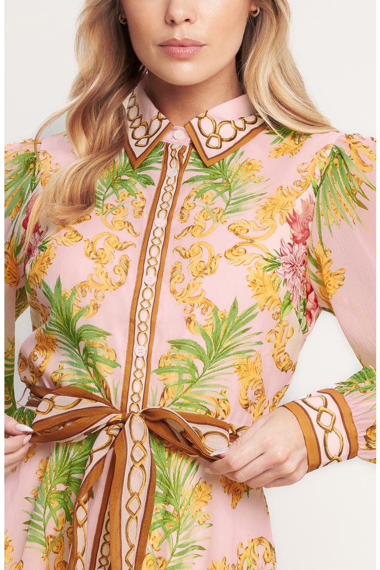Print Long Sleeve Maxi Shirtdress, Alternate, color, PINK