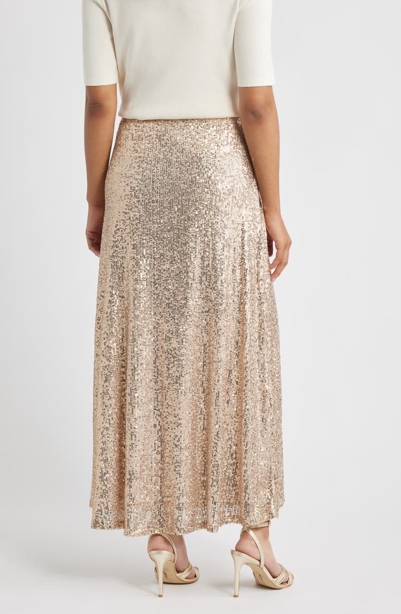 Anne Klein Pull-On Sequin Maxi Skirt, Alternate, color, Luxe Champagne