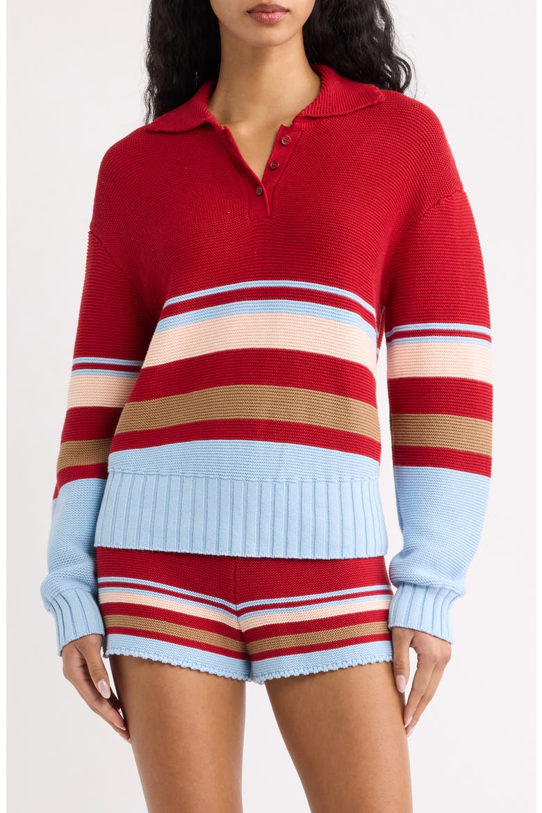 The Cleo Striped Cotton Sweater, Main, color, CRANBERRY MULTI