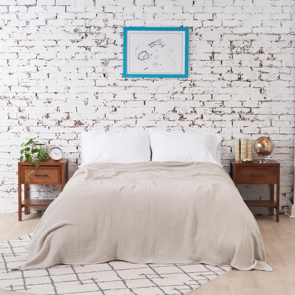 Carol & Frank Ryker Moonbeam Twin Gauze Coverlet In Neutral