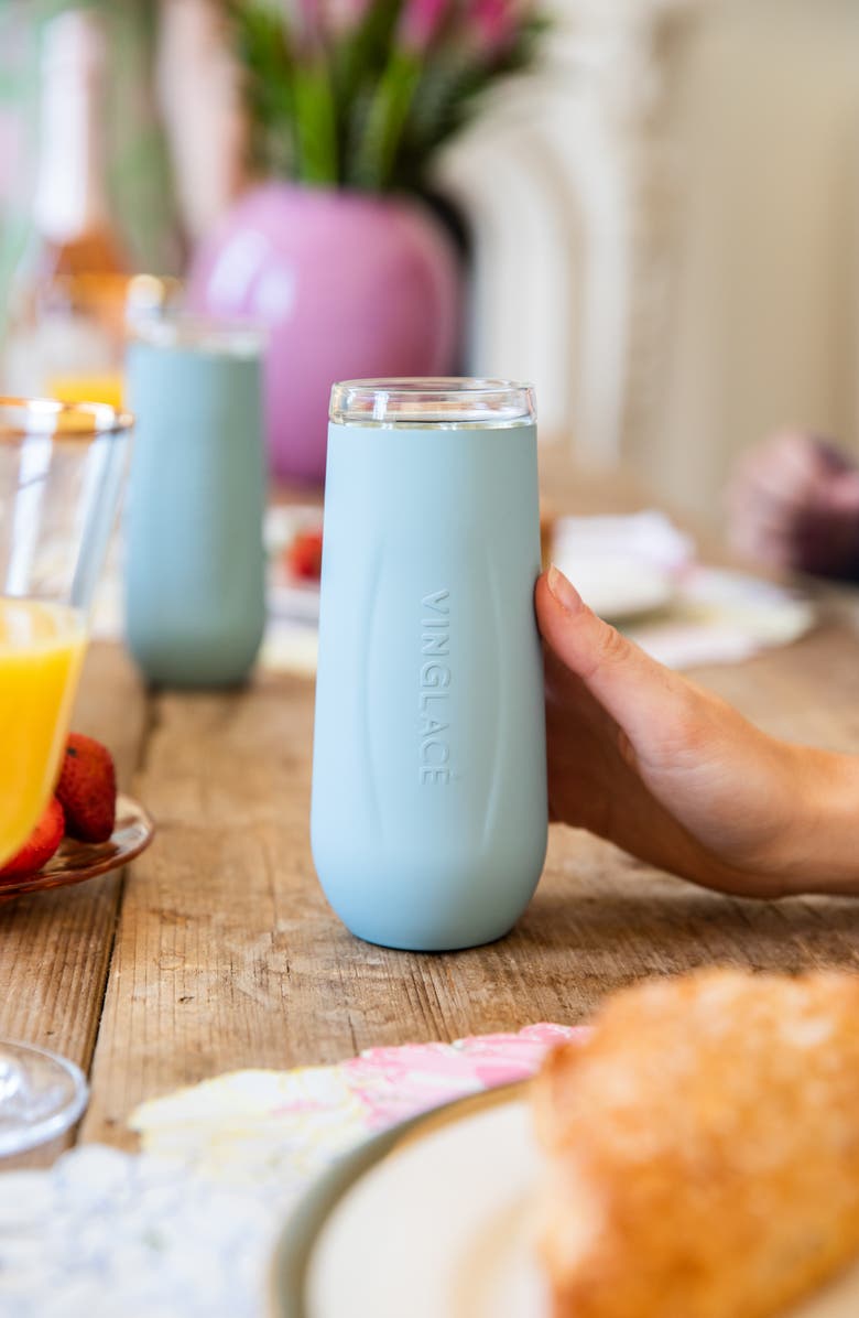 Vinglacé Glass Lined Stainless Steel Champagne Flute, Alternate, color, Cool Blue