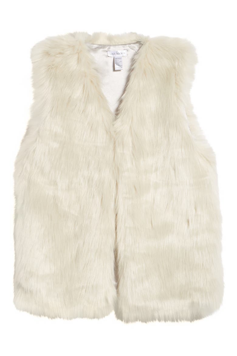 Faux Fur Vest, Alternate, color, CREAM