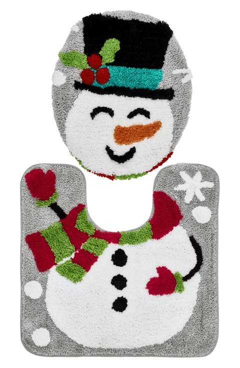 Snowman Holiday 2-Piece Set Bath Mat