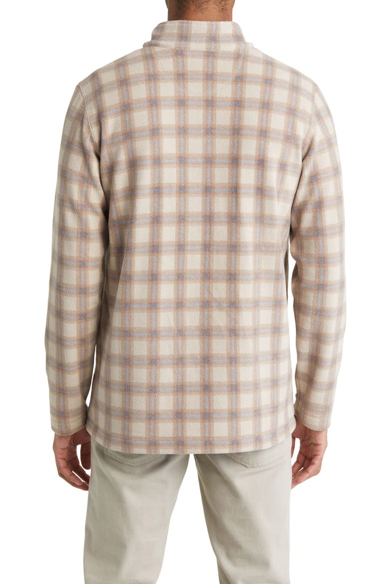 Plaid Print Fleece Quarter Zip Pullover, Alternate, color, BROWN/ BLUE PLAID