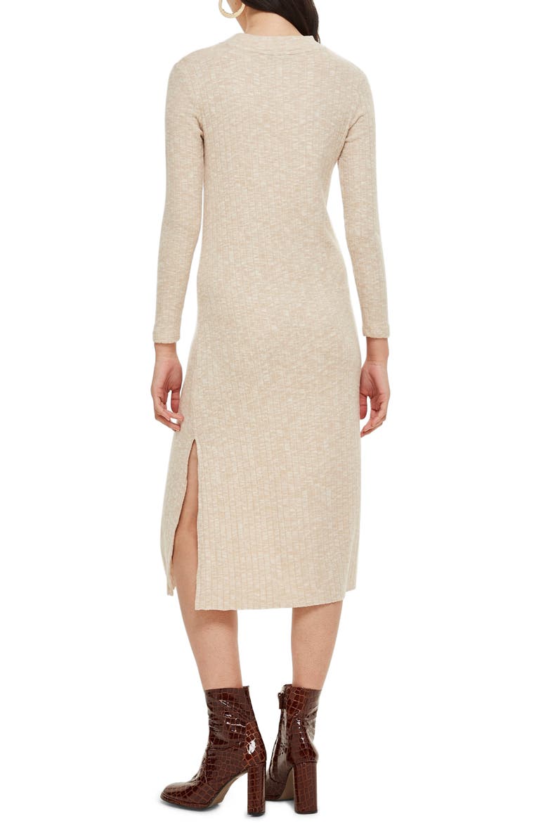 Rib Knit Midi Dress, Alternate, color, CREAM