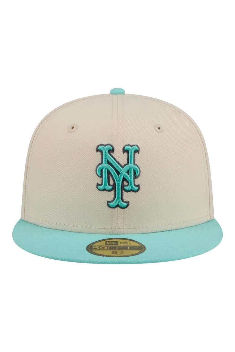Men's New Era Light Beige/Turquoise New York Mets Two-Tone Color Pack 59FIFTY Fitted Hat, Alternate, color, Light Beige
