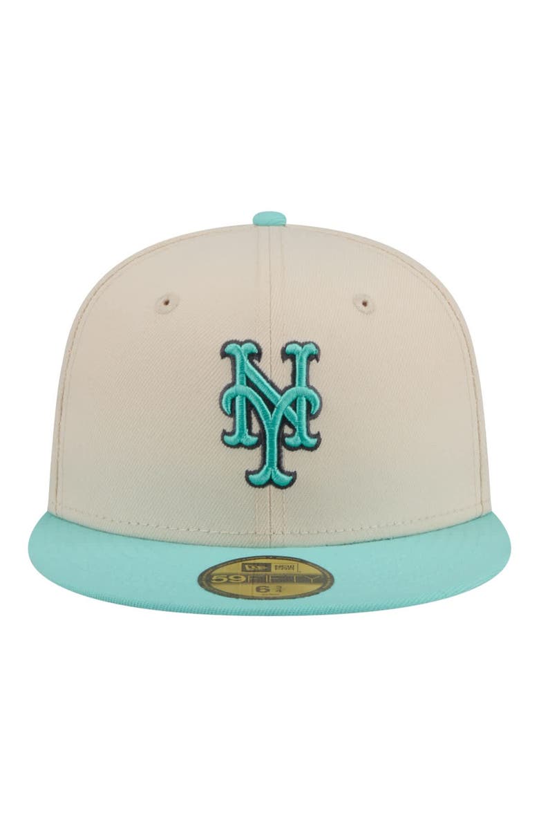 New Era Men's New Era Light Beige/Turquoise New York Mets Two-Tone Color Pack 59FIFTY Fitted Hat, Alternate, color, Light Beige
