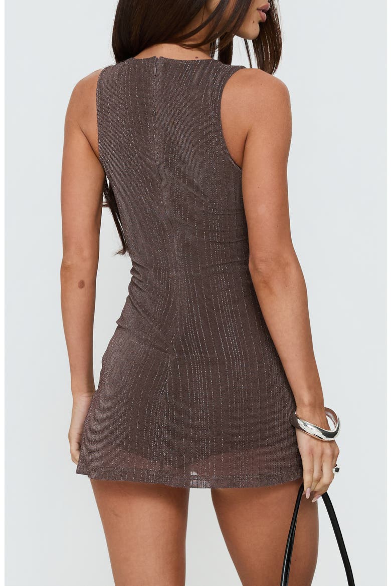 Yumiko Sparkle Stripe Sleeveless Skirted Romper, Alternate, color, BROWN STRIPE