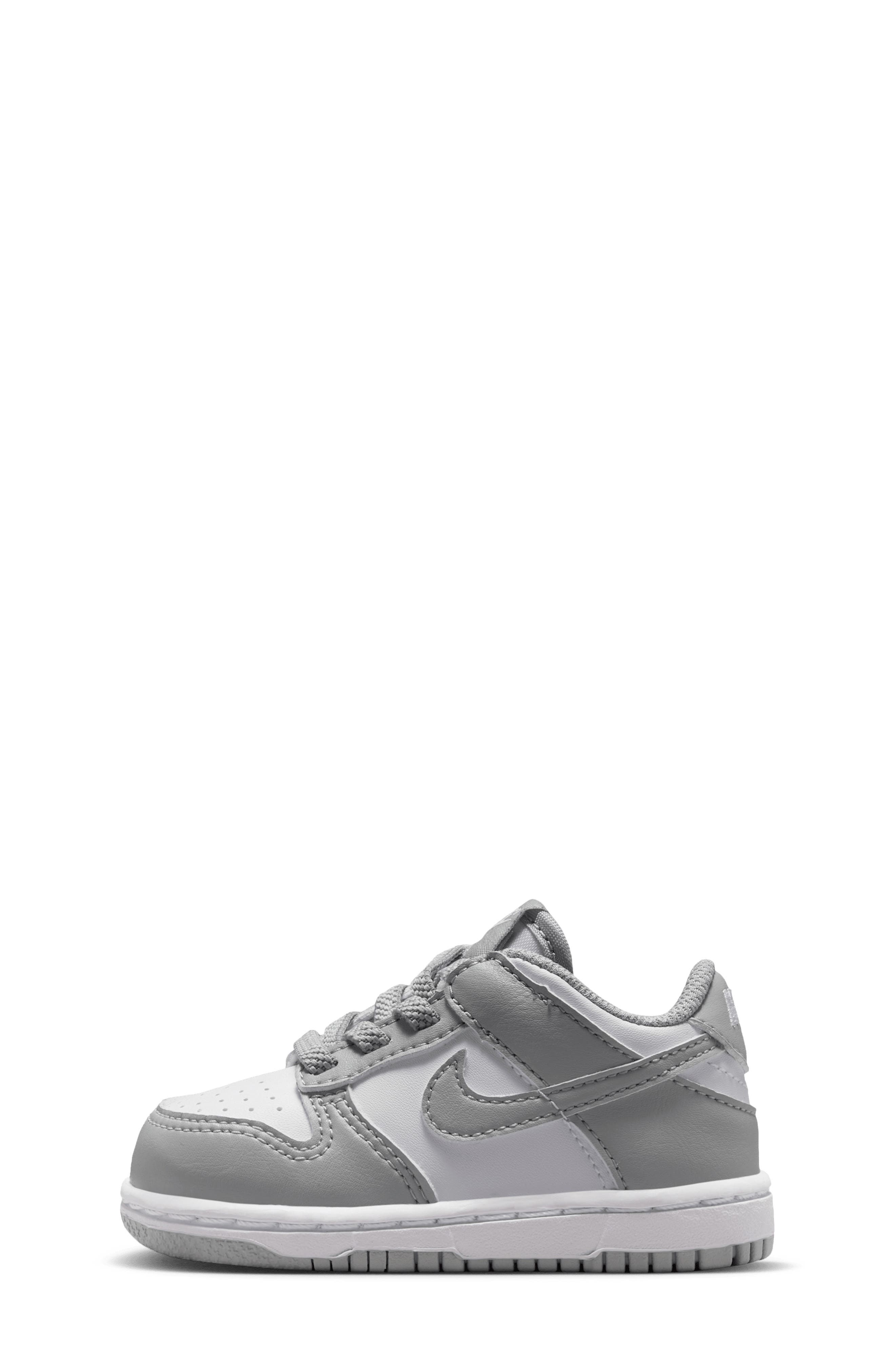 Kids' Dunk Low Basketball Sneaker, Alternate, color, WHITE/ WHITE/ LIGHT GREY
