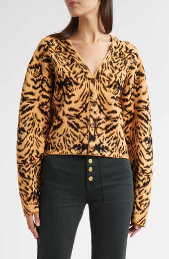 Ulla Johnson Payton Metallic Tiger Jacquard Cardigan