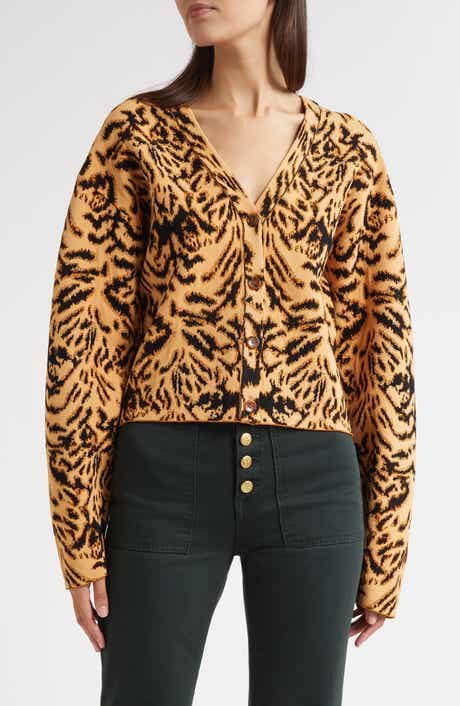 Ulla Johnson Payton Metallic Tiger Jacquard Cardigan