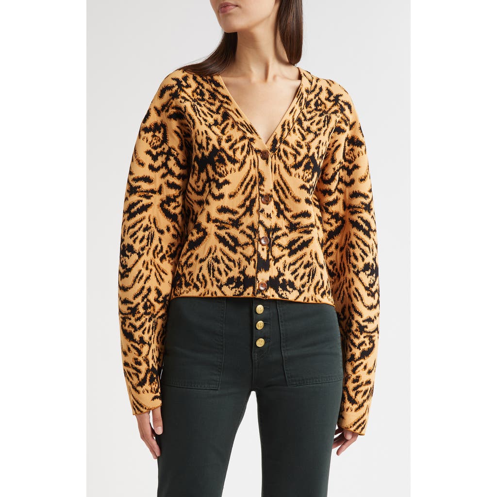 Ulla Johnson Payton Metallic Tiger Jacquard Cardigan In Multi