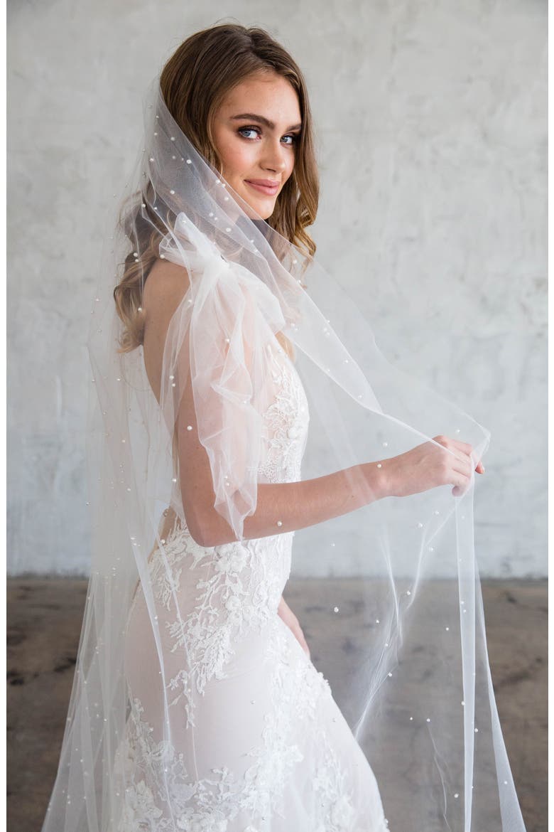 Evony Imitation Pearl Chapel Veil, Alternate, color, LIGHT IVORY