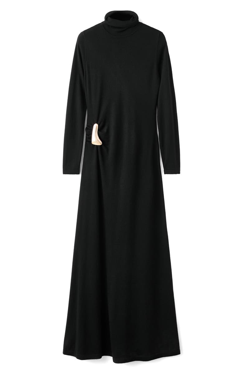 MANGO Turtleneck Long Sleeve Knit Dress, Alternate, color, Black