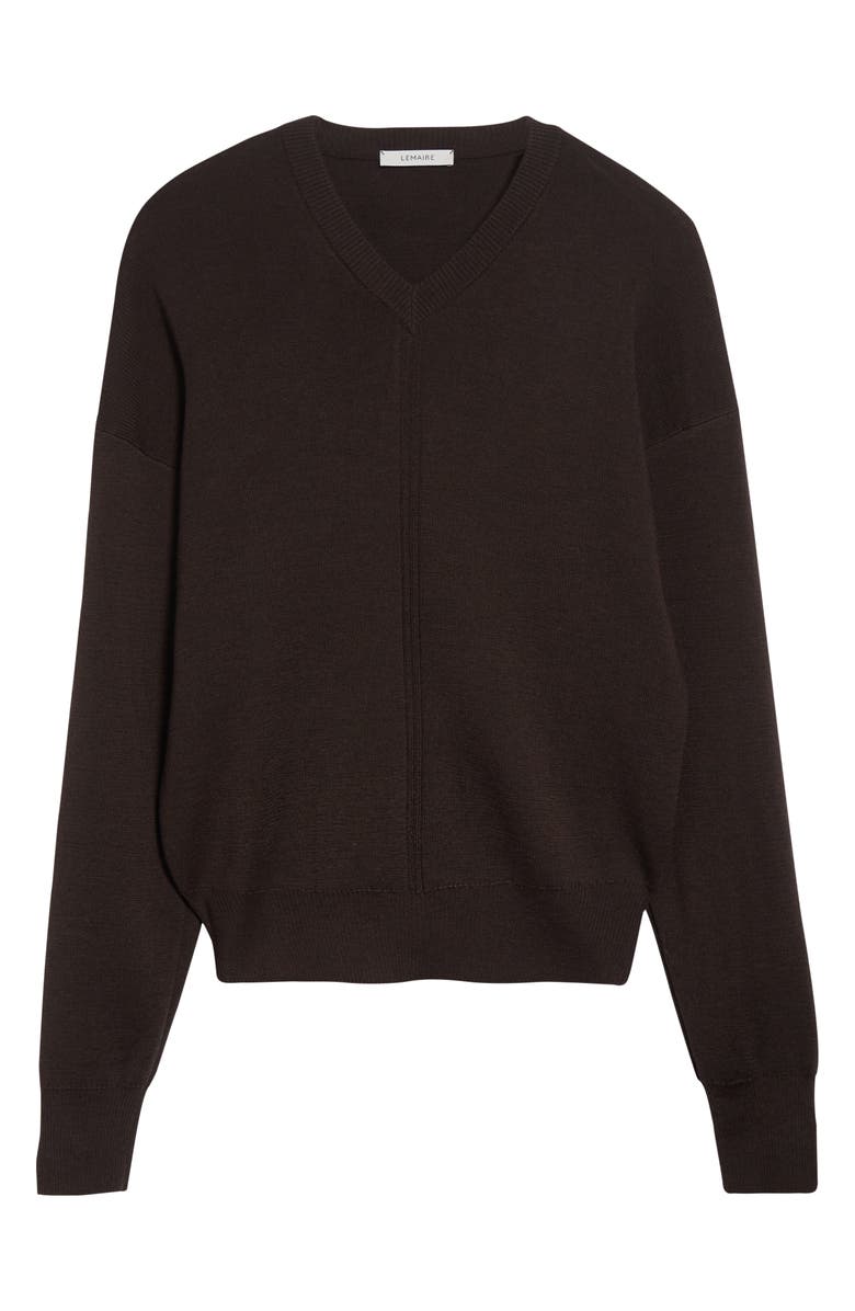 Lemaire Merino Wool Blend V-Neck Sweater, Alternate, color, Dark Cacao