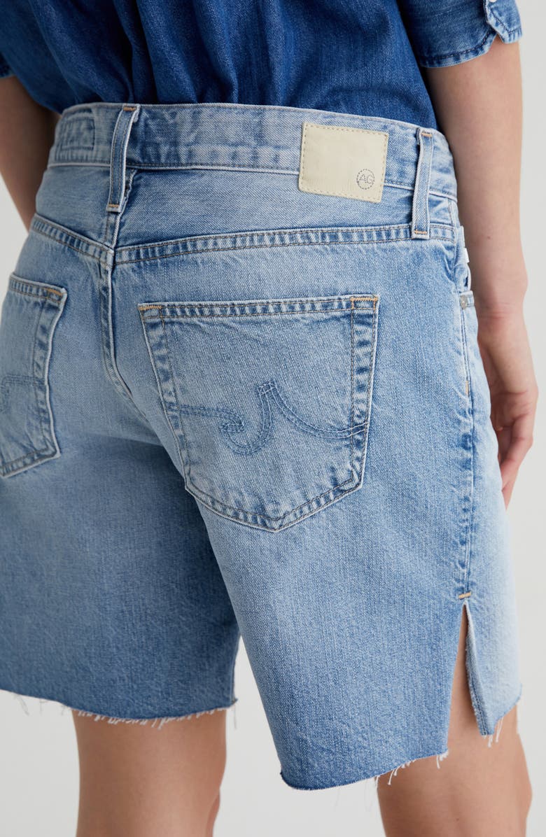 AG Ex-Boyfriend Raw Hem Mid Length Denim Shorts, Alternate, color, Intuition
