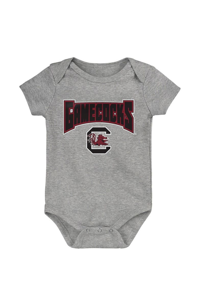 Outerstuff Infant Garnet/Black/Heathered Gray South Carolina Gamecocks 3-Pack Game On Bodysuit Set, Alternate, color,