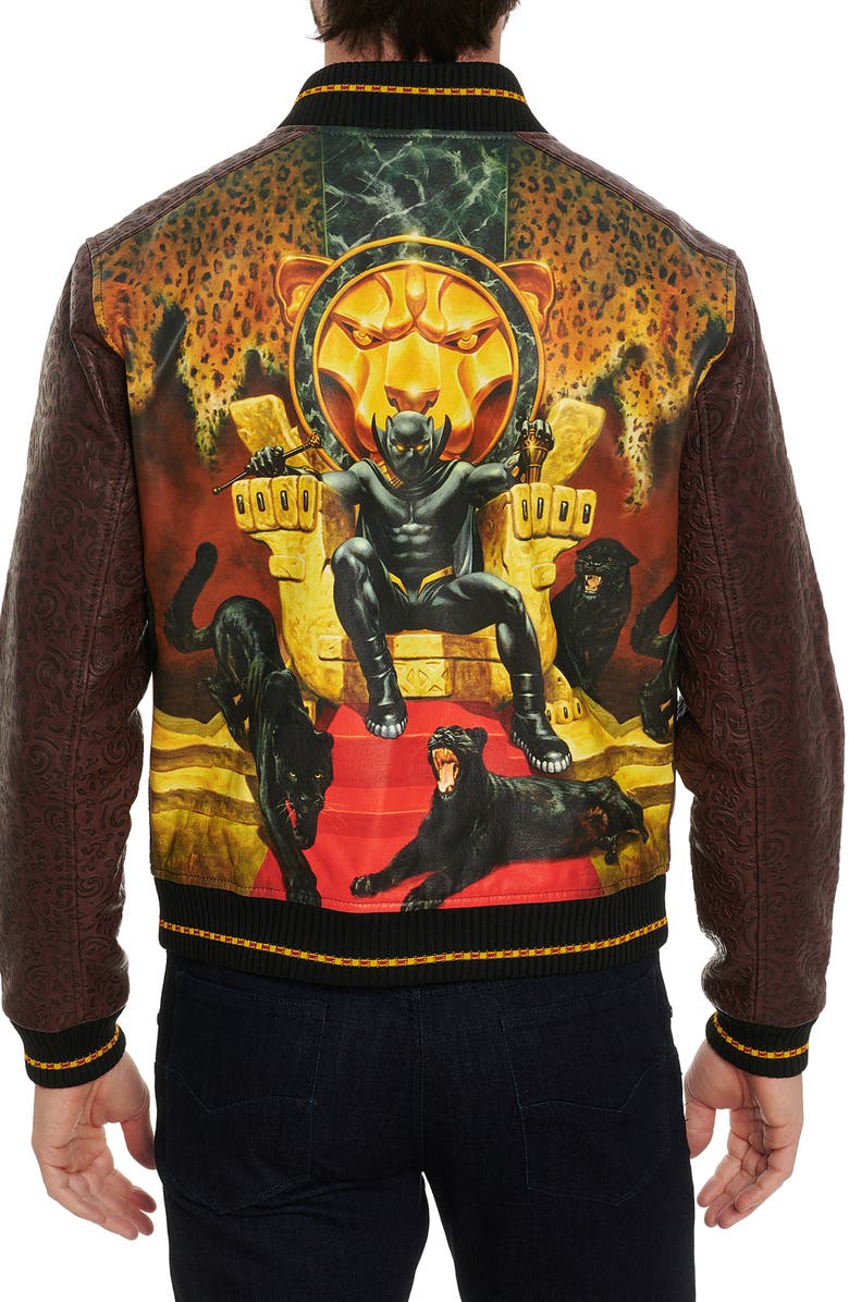 Robert Graham x Marvel Panther Throne Leather Jacket, Alternate, color, 