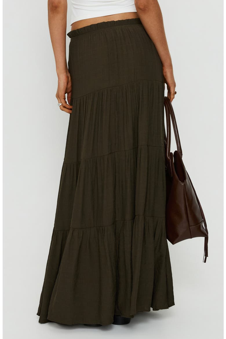 Mya Tiered Maxi Skirt, Alternate, color, CHOCOLATE