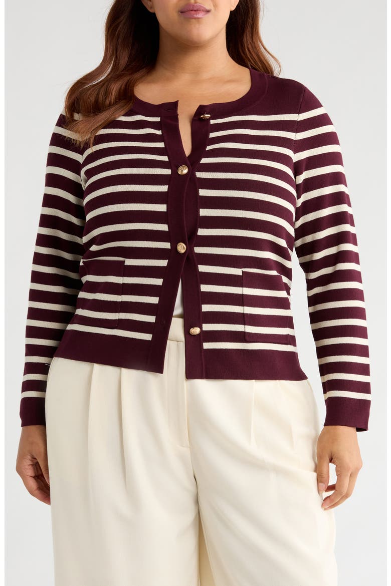 Stripe Cardigan, Main, color, PLUM VANILLA
