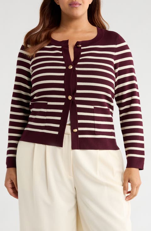 Stripe Cardigan (Plus)