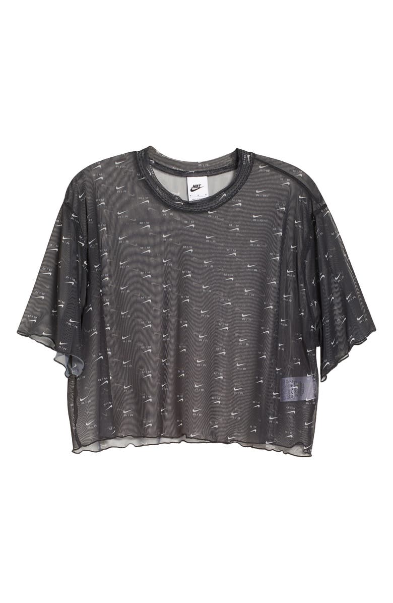 Nike Air Print Mesh Crop Top, Alternate, color, Black