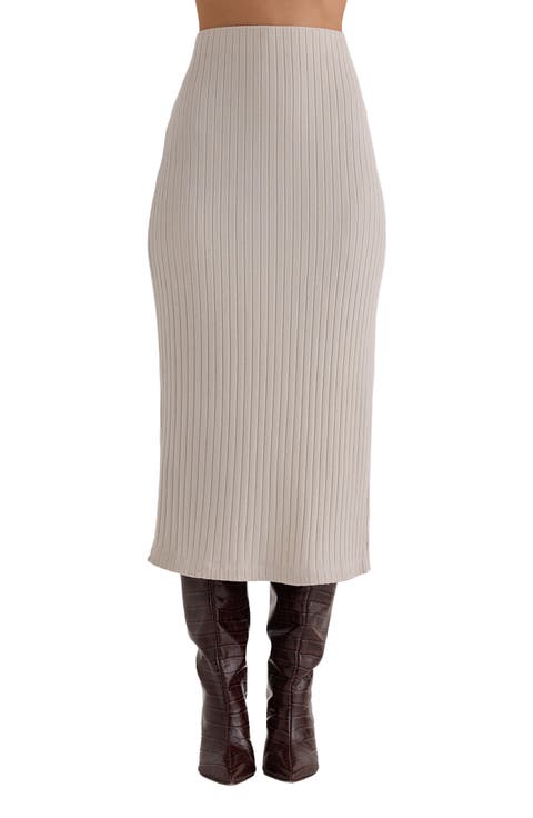 Rib Knit Midi Skirt