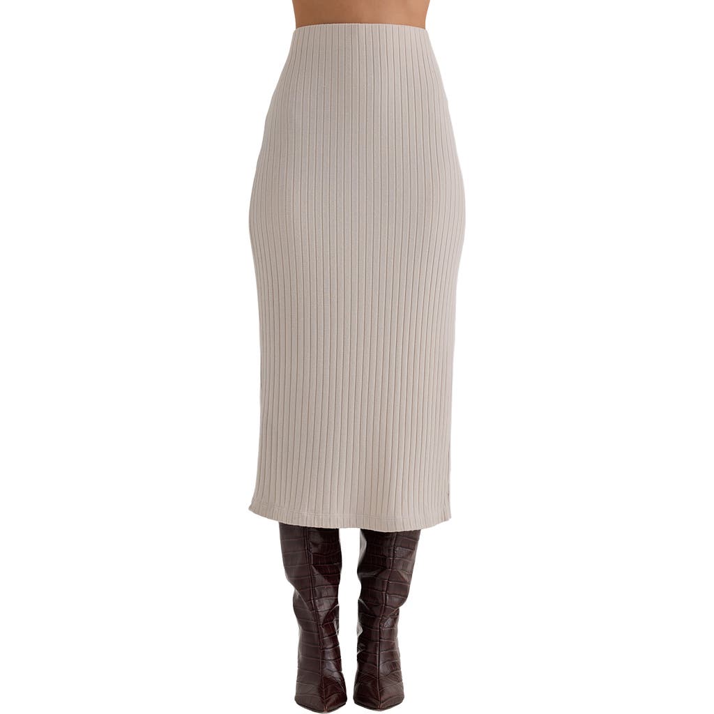 Bella Dahl Rib Knit Midi Skirt In Gray