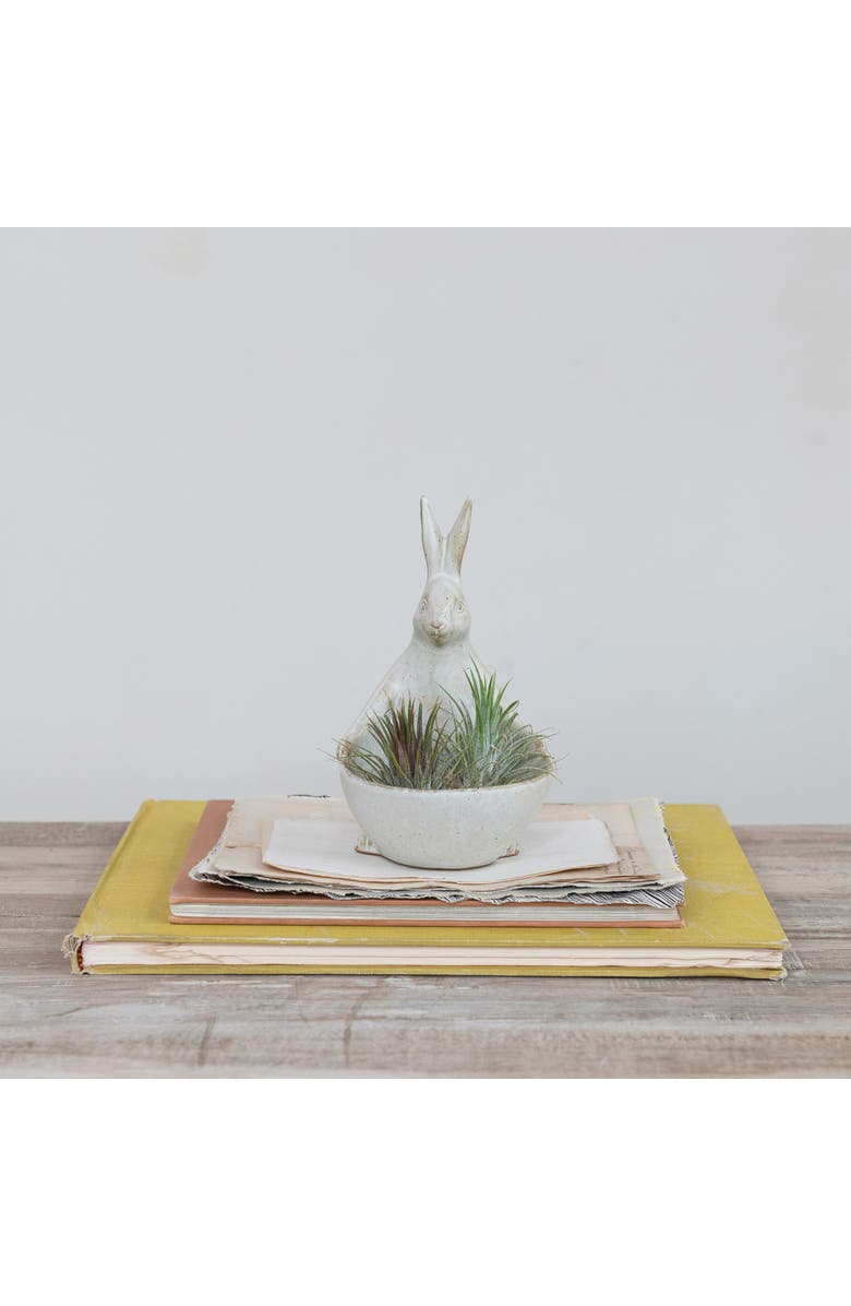 Storied Home Stoneware Rabbit with Bowl, Alternate, color,