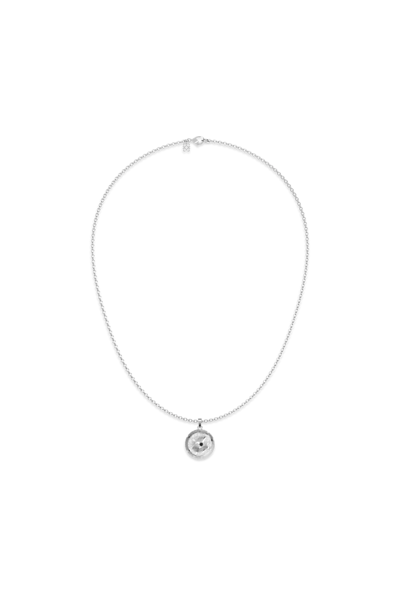 The Basketball Crooked Ball Diamond Necklace, Alternate, color, Silver / Black Diamond