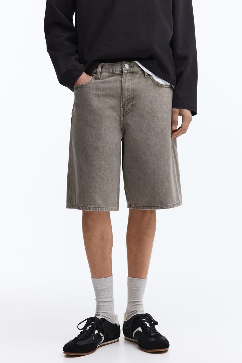 Relaxed Denim Shorts, Alternate, color, Beige