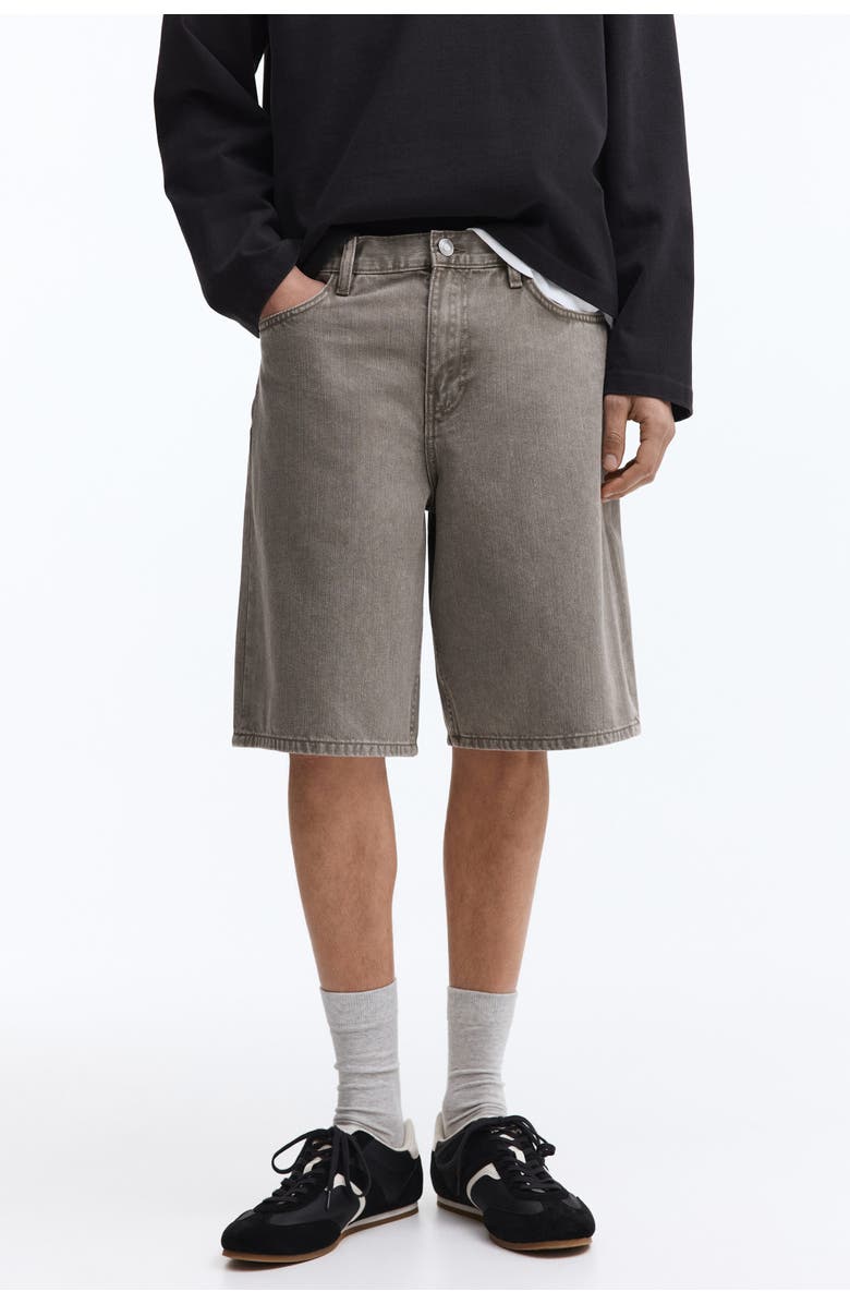 H&M Relaxed Denim Shorts, Alternate, color, Beige