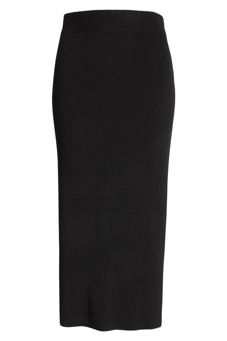 Rib Pencil Skirt, Alternate, color, BLACK