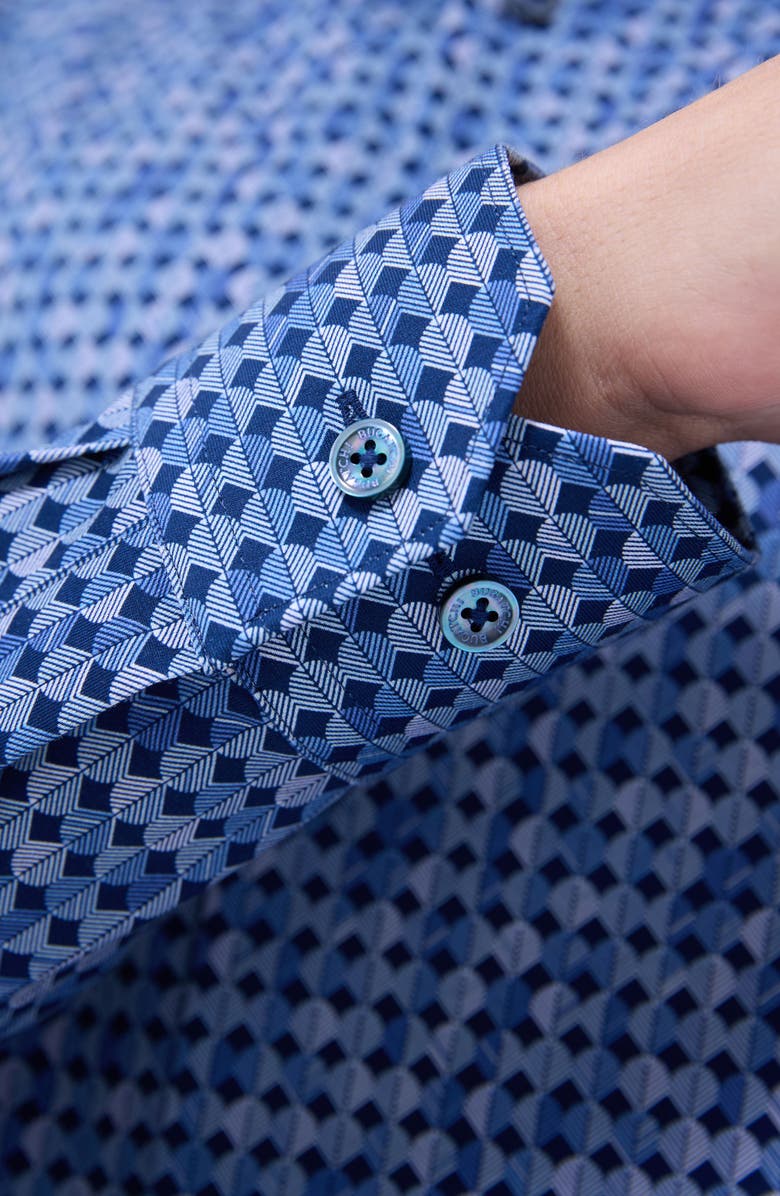 Bugatchi James OoohCotton<sup>®</sup> Abstract Button-Up Shirt, Alternate, color, Night Blue