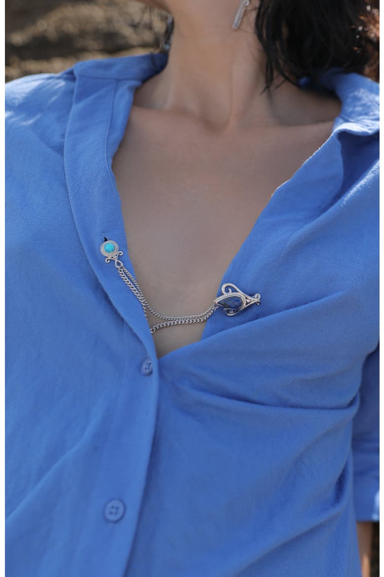 Bee Priestess Brooch, Alternate, color, Sliver & Blue