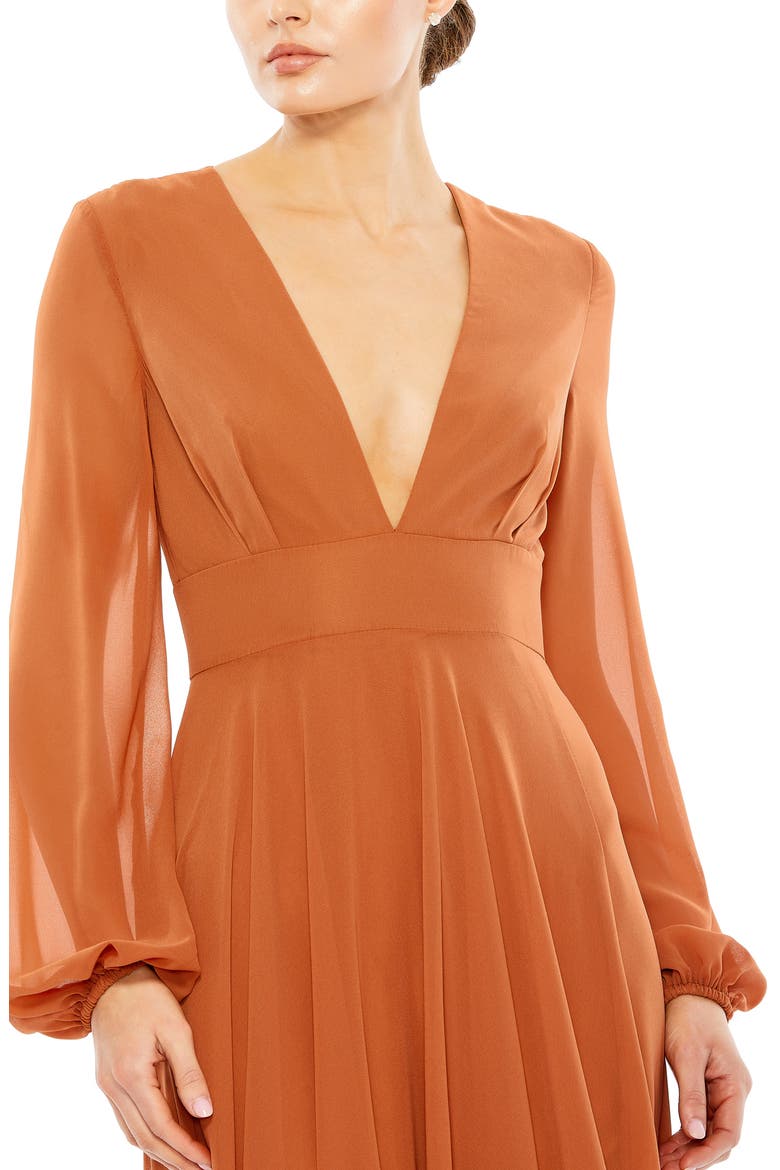 Long Sleeve Chiffon Gown, Alternate, color, TERRA COTTA
